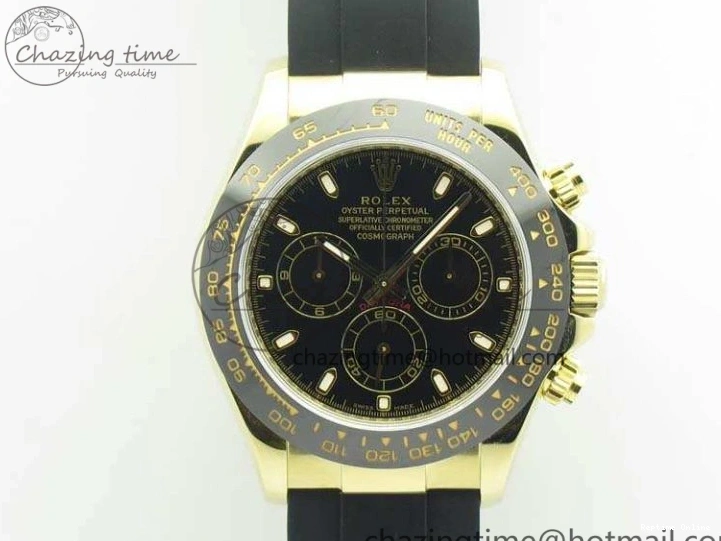 0109 Tailored Daytona 116518 LN YG ARF 1:1 Best Edition Black Dial On Rubber Strap A4130 Super Clone 3479